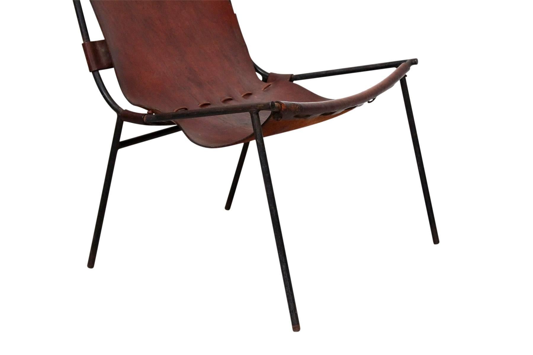 Gordon Keeler Leather and Iron Sling Chair 1