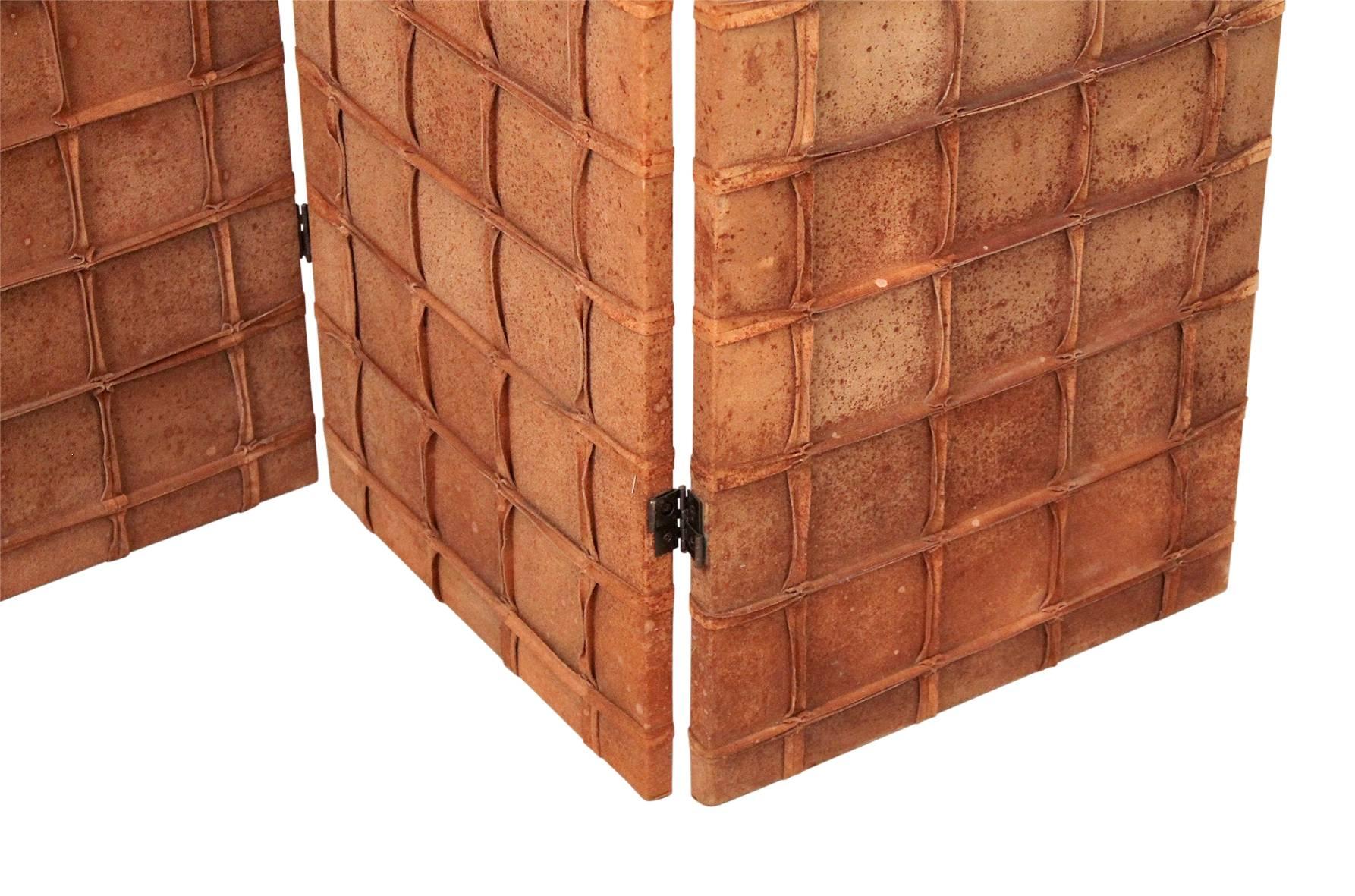 Late 20th Century Large Decorative Suede Room Divider Screen