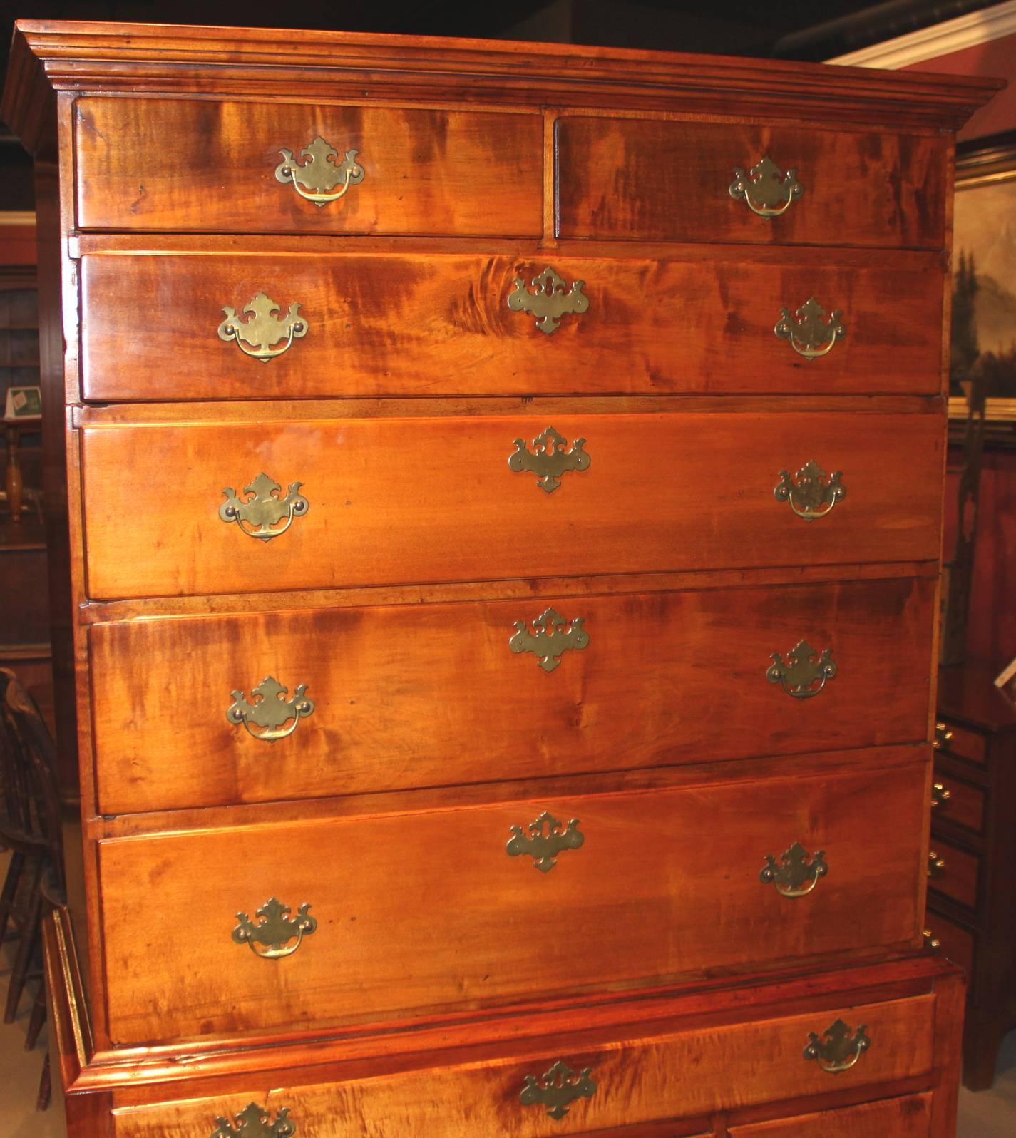 Tiger Maple Highboy or High Chest Attributed to Moses Hazen, circa 1785-1805 1