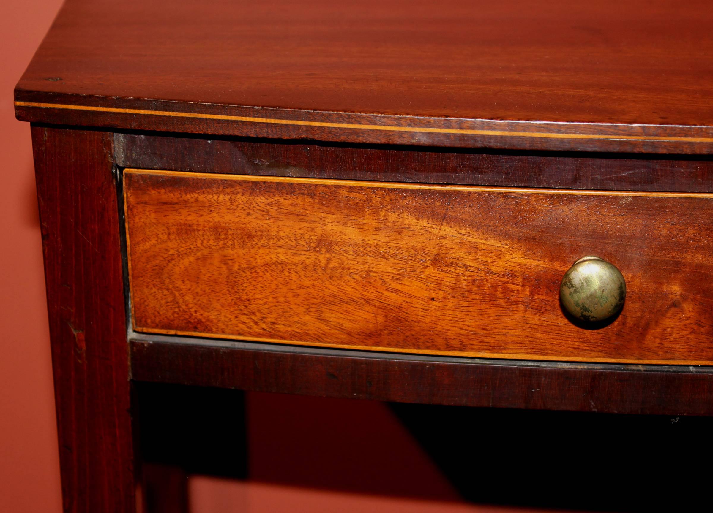 Diminutive English Mahogany Demilune One-Drawer Server, 19th Century In Excellent Condition In Milford, NH