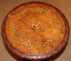 Carved and Inlaid Candle Stand with Marquetry, circa 1860