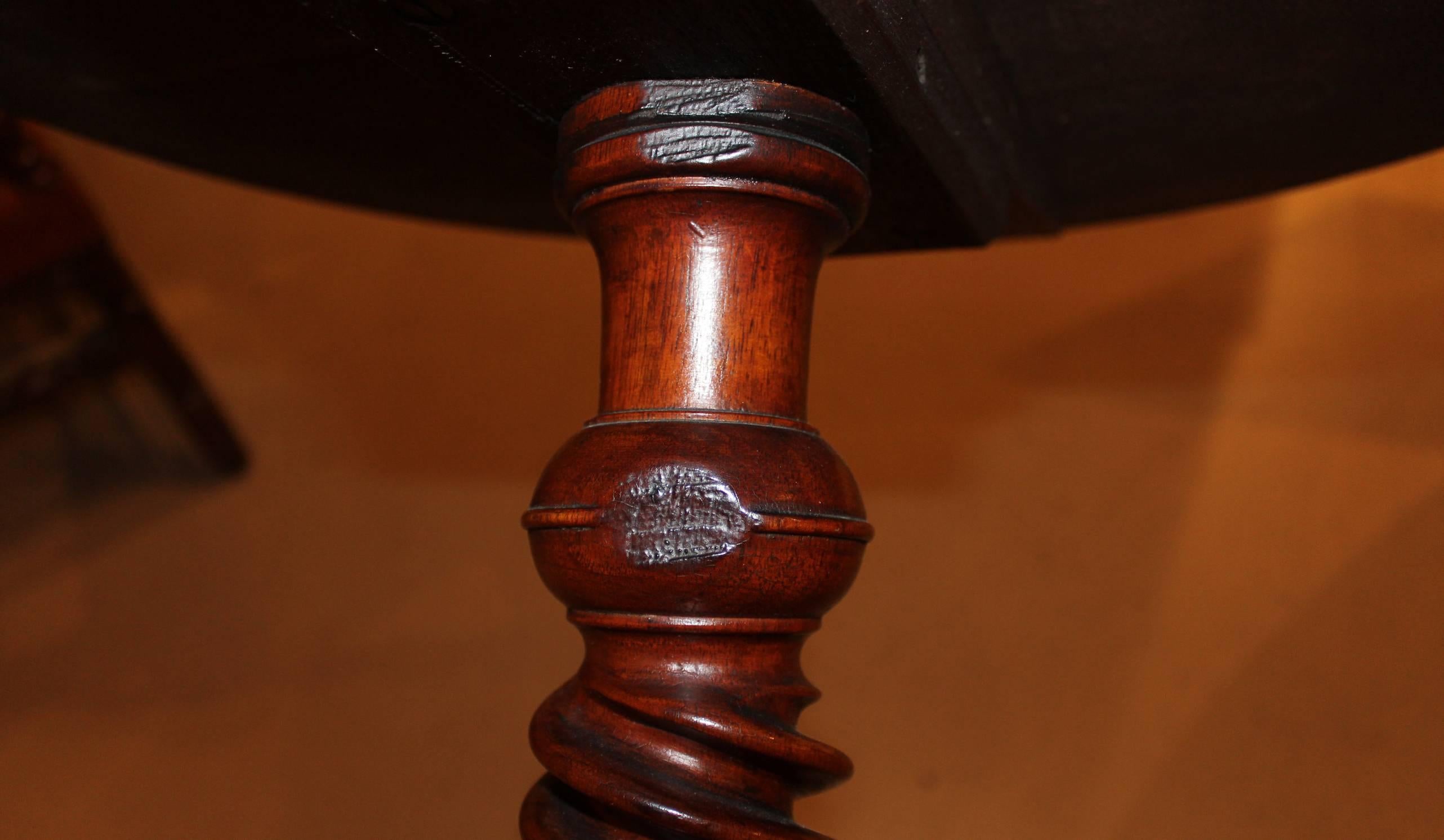 Carved and Inlaid Candle Stand with Marquetry, circa 1860 2