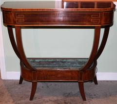 Schmieg & Kotzian NY Custom Lighted Mahogany Console Table with Planter (Table console en acajou avec jardinière)