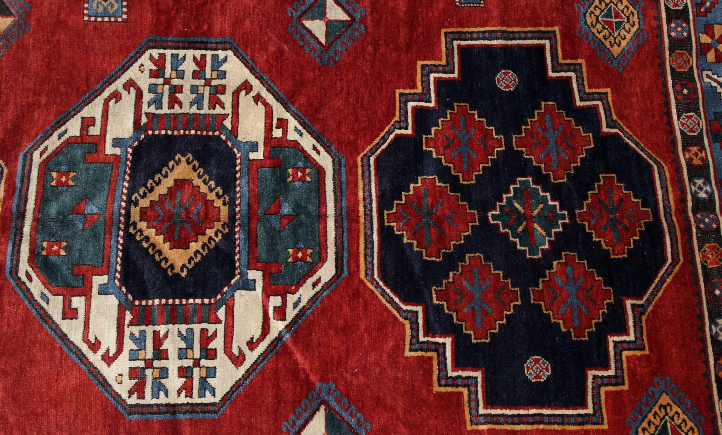 Central Asian Kazak Scatter Rug or Carpet circa 1900