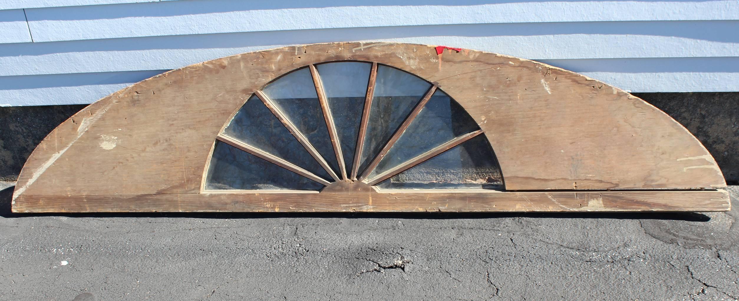 19th Century Wooden Painted Demilune Architectural Fanlight or Transom Window 1