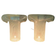 Vintage Pair of Murano Art Glass Calla Lily Electrified Lamps circa 1960