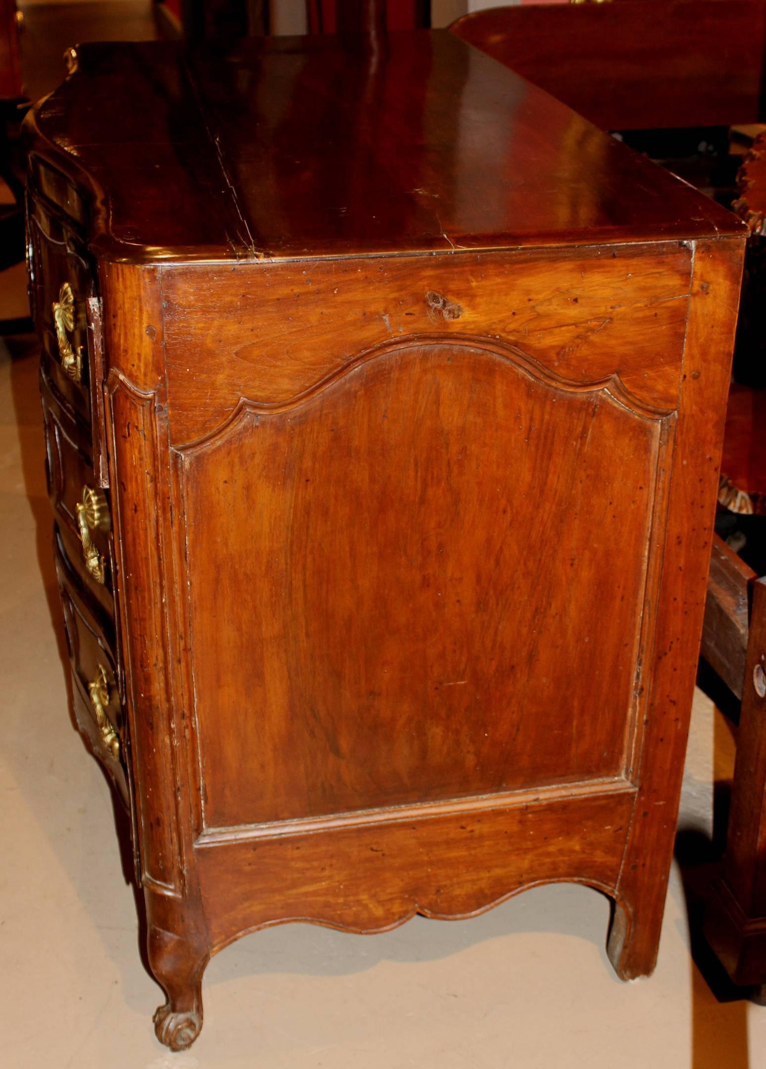 18th Century and Earlier 18th Century Fruitwood French Three-Drawer Commode For Sale