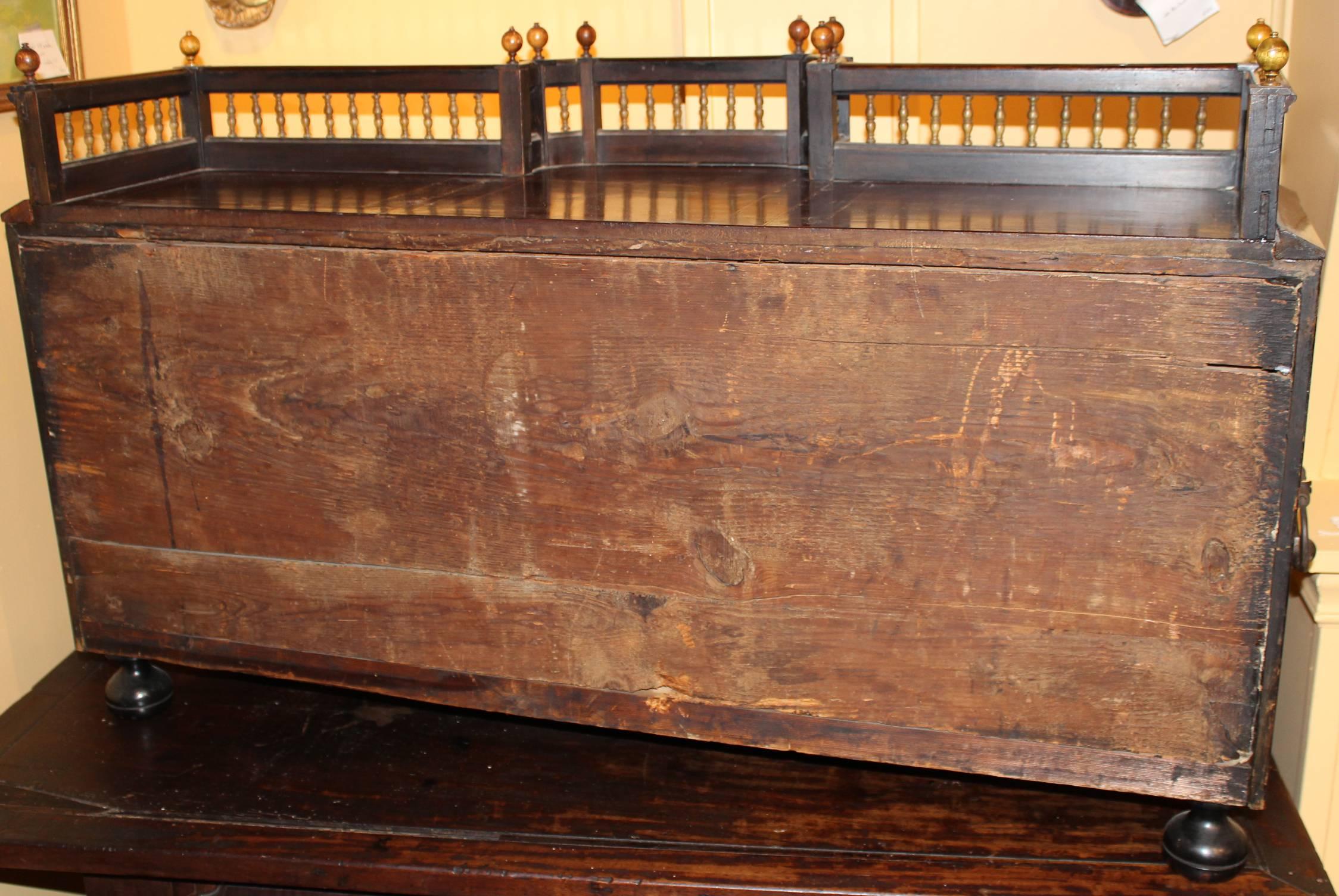 Late 17th Century Flemish Ebonized Walnut & Rosewood Inlaid Table Cabinet 3