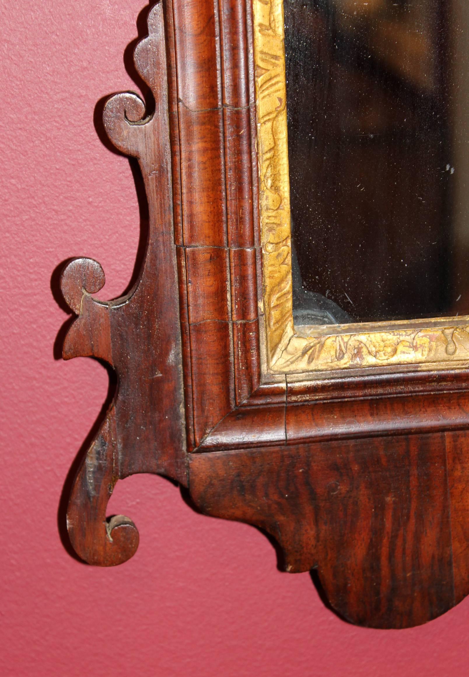 18th Century English Chippendale Mahogany Looking Glass or Mirror 1
