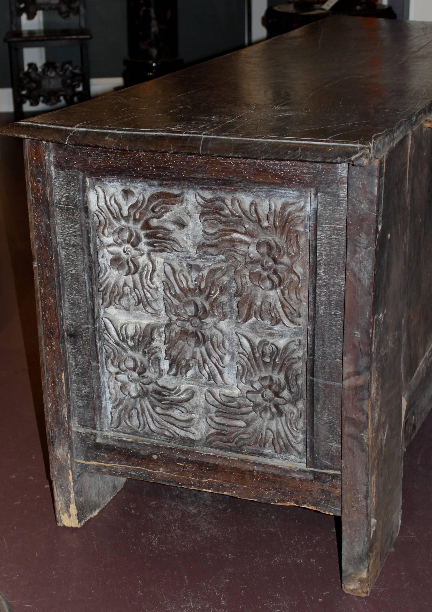 French Provincial 17th Century French Oak Carved Coffer from the Bullitt Estate