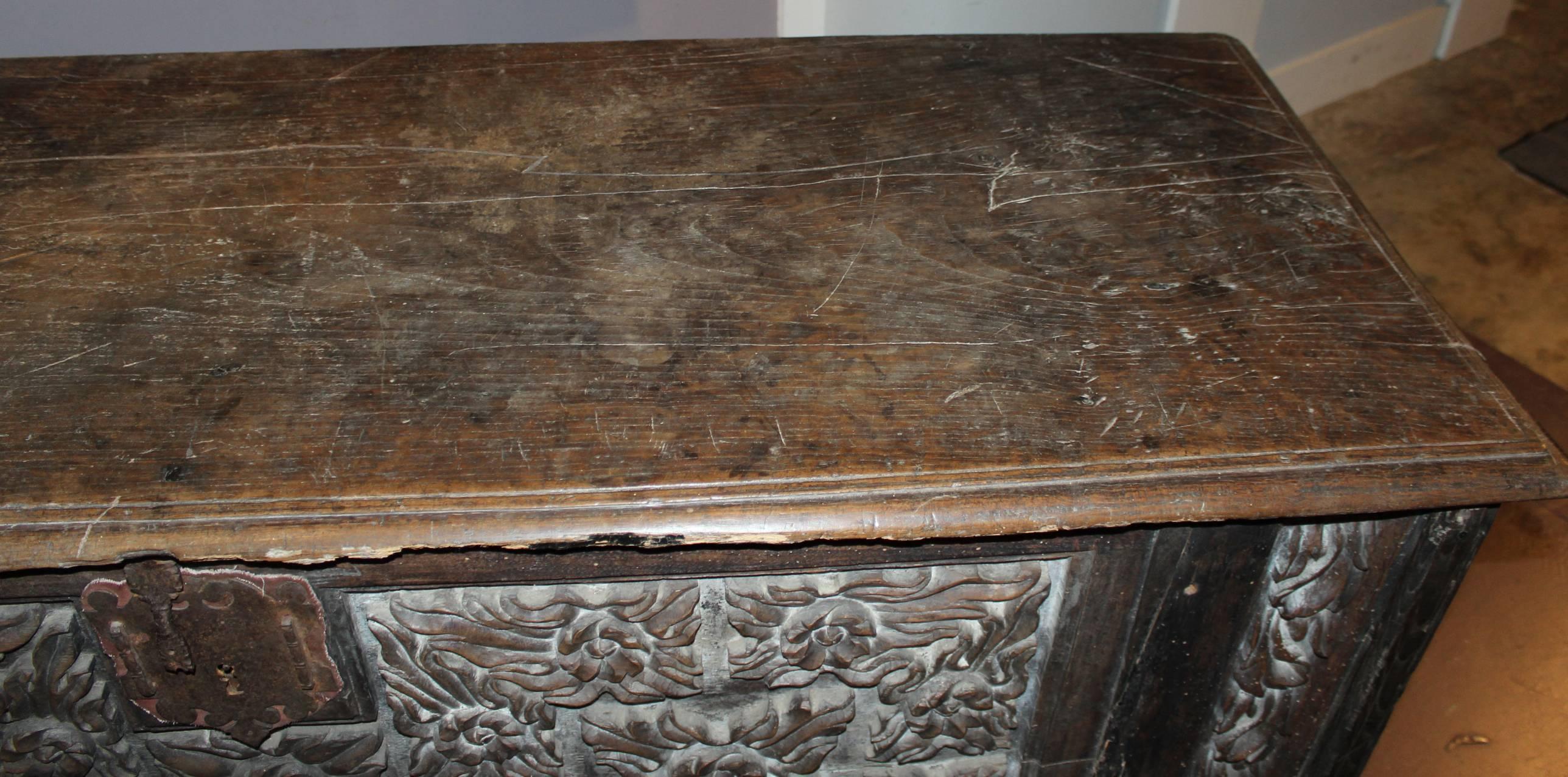 18th Century and Earlier 17th Century French Oak Carved Coffer from the Bullitt Estate