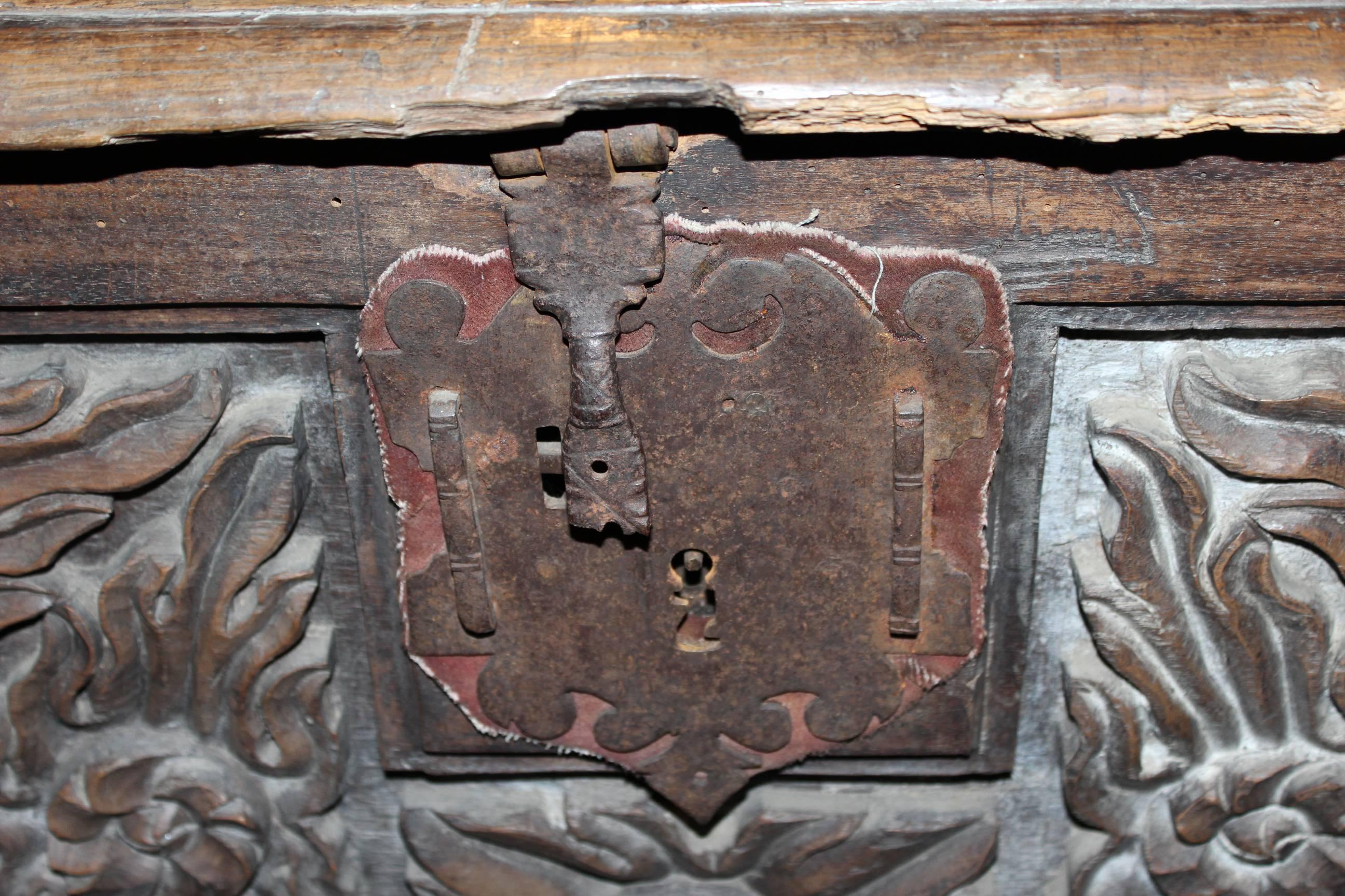 17th Century French Oak Carved Coffer from the Bullitt Estate 2