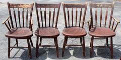 Assembled Set of Eight 19th Century Grain Painted Arrowback Windsor Chairs