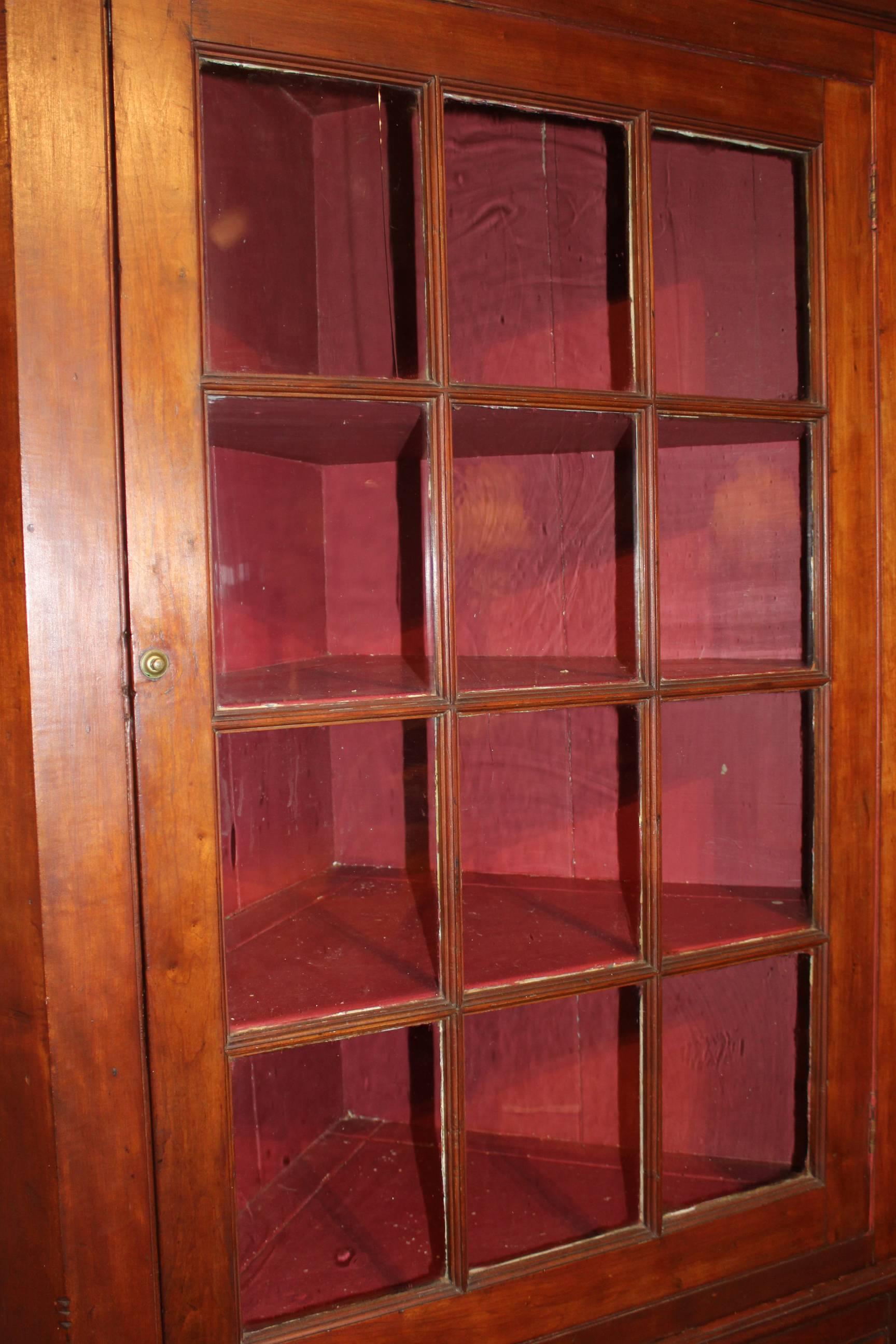 American Federal Period Cherry Corner Cupboard with Glazed Door, circa 1820
