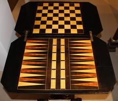 19th Century English Gilt and Ebonized Sewing Work and Games Table
