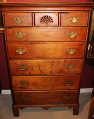 18th Century New England Chippendale Cherry Chest with Six Graduated Drawers