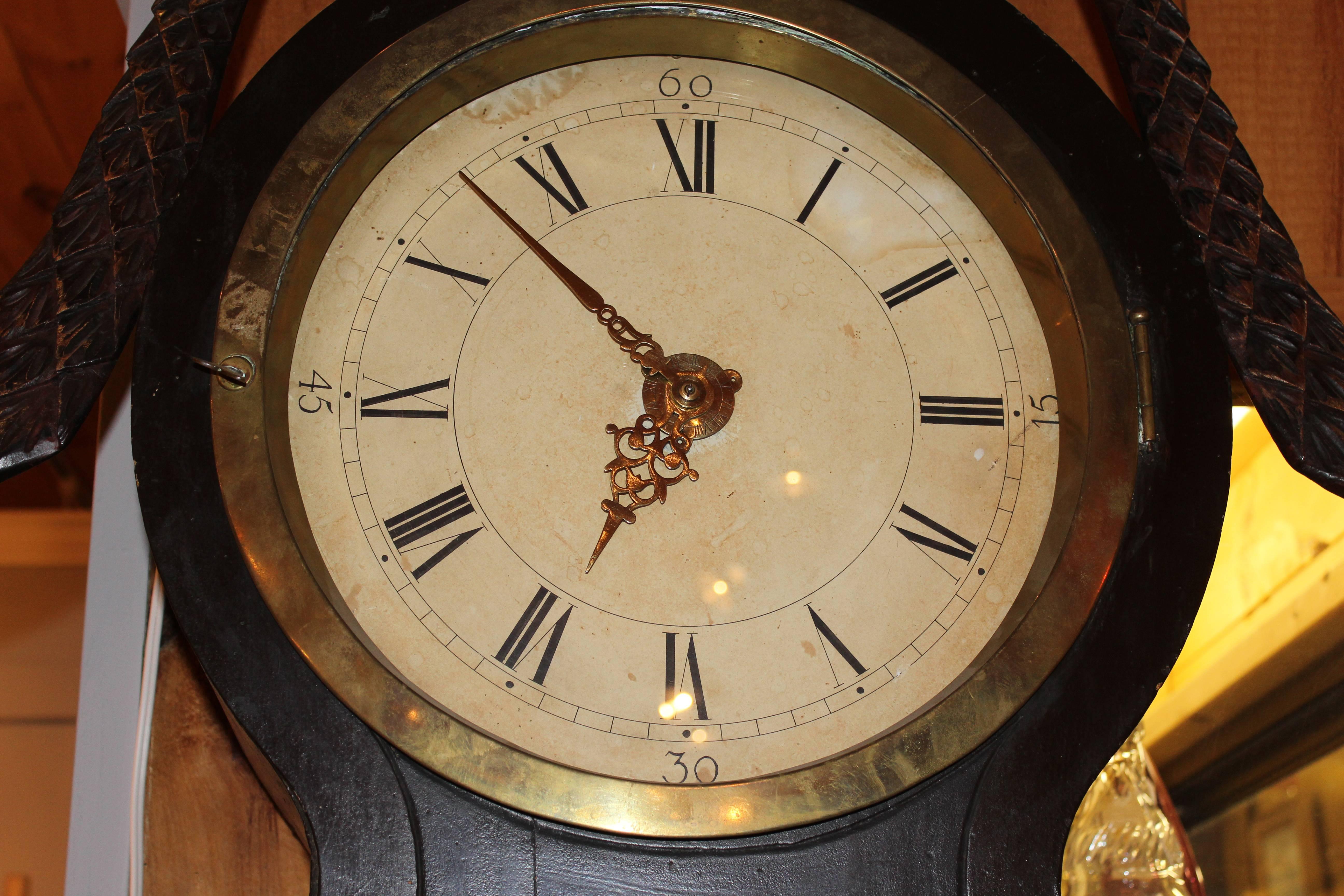 19th Century Swedish Tall Case Clock with Painted Case For Sale 2
