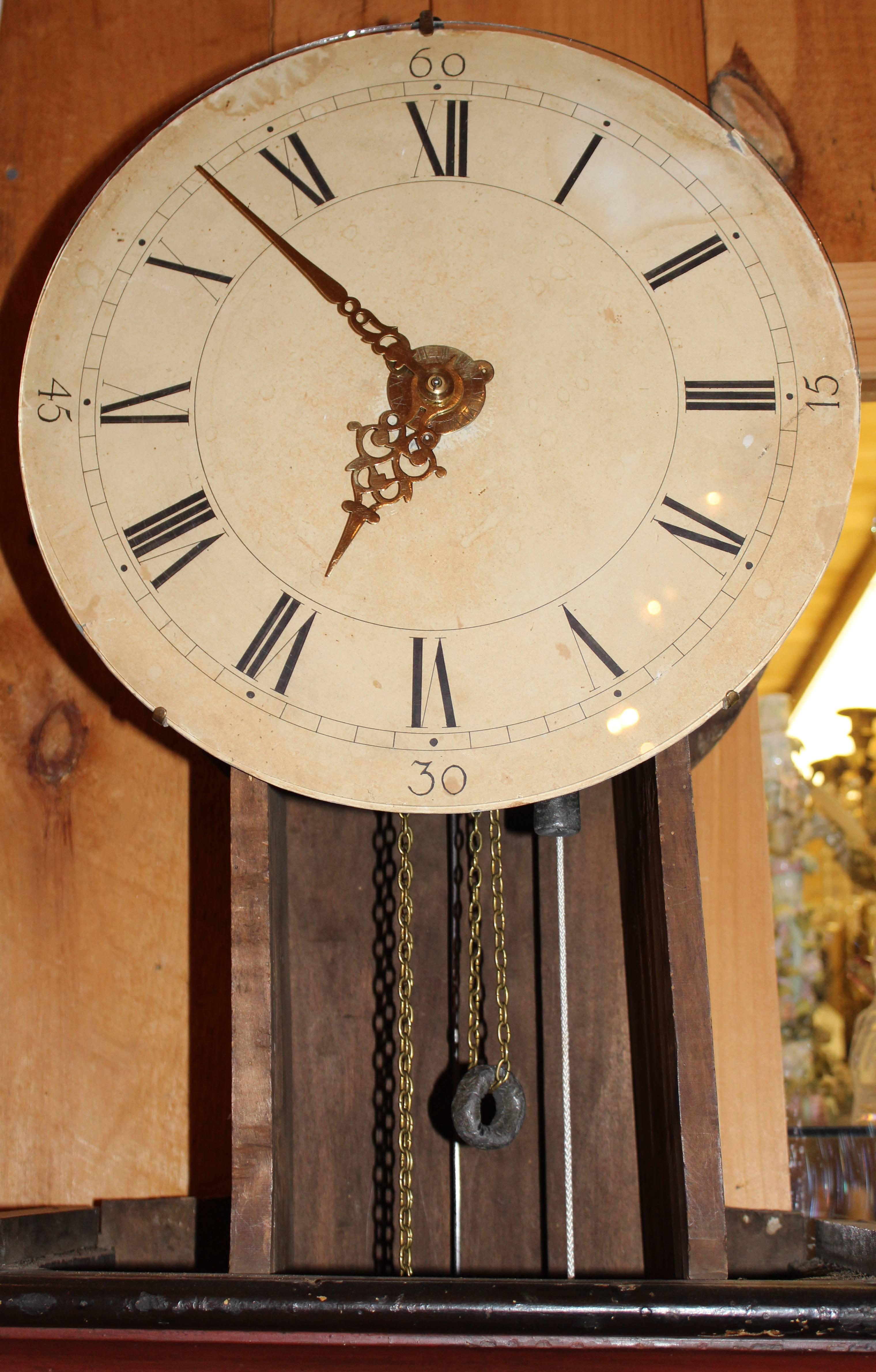 19th Century Swedish Tall Case Clock with Painted Case For Sale 5