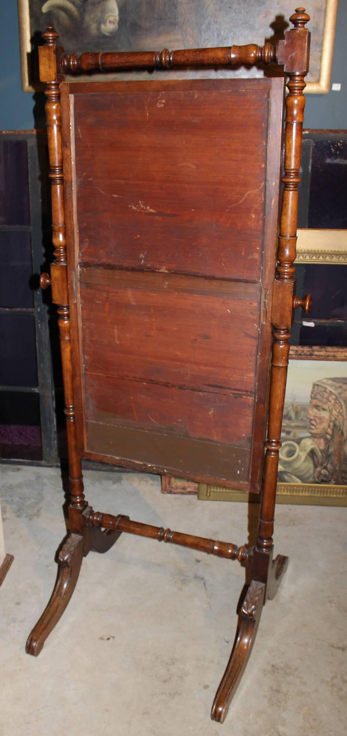 19th Century Regency Cheval Mirror with Mahogany Surround and Frame 1
