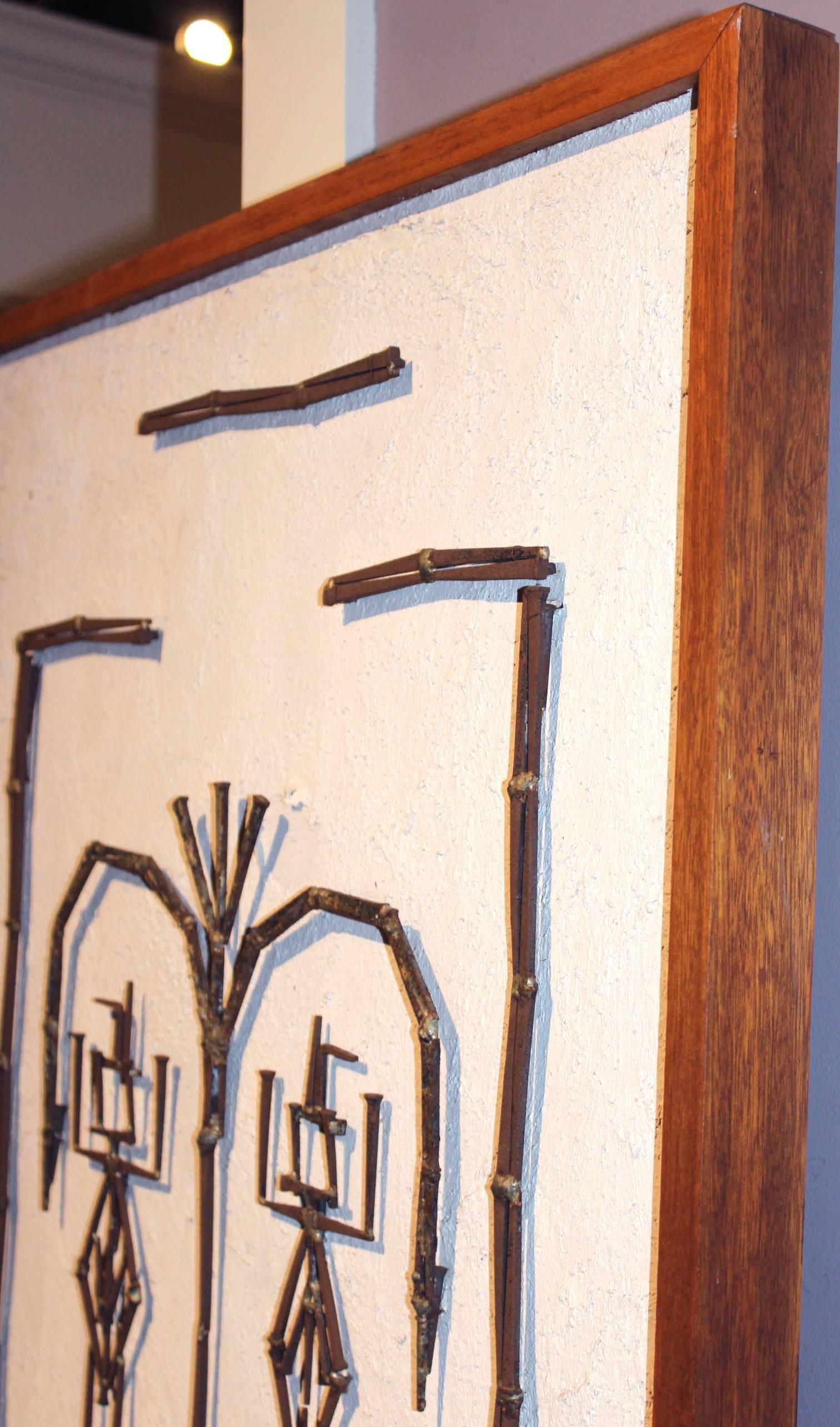 20th Century Mid-Century Modern Plaster and Metalwork Brutalist Wall Art For Sale