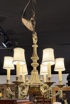 Neoclassical Style Bronze Six Light Chandelier in the French Taste