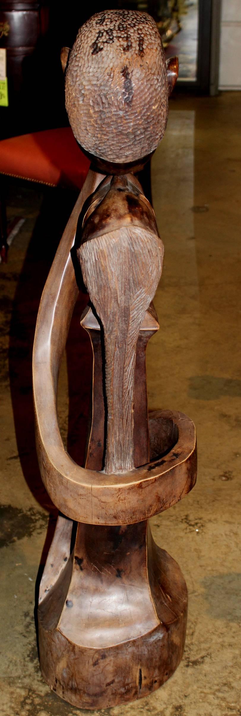 African Hardwood Carved Statue of Embrace In Excellent Condition In Milford, NH