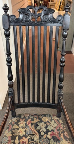 18th Century Ebonized Maple William & Mary Style American Carved Arm Chair