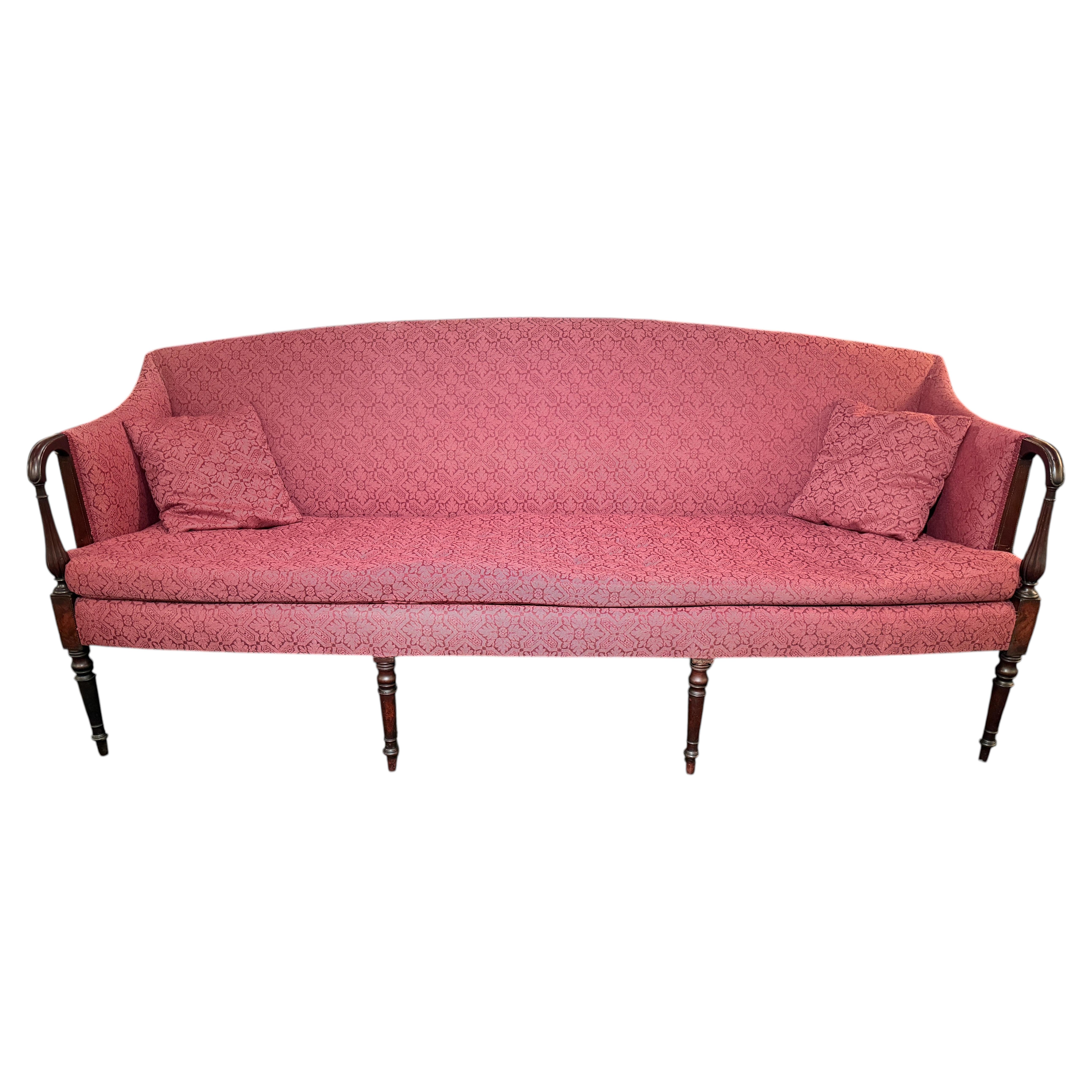 John & Thomas Seymour Sheraton Upholstered Sofa, ex Charles Buckley Collection For Sale