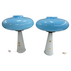 Paire de lampes de table modernistes de style Murano du milieu du siècle, signées Cristallo Venicia CCC