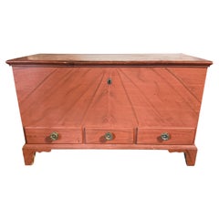 American Three Drawer Dower Chest in Original Paint circa 1800