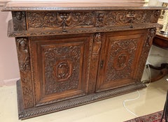 18th Century Baroque Style Walnut Carved Cabinet with Figures