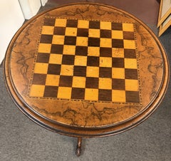 19th Century Burled Walnut Side Table with Inlaid Chessboard Top