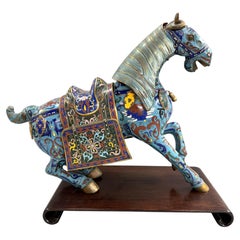 Colorful Chinese Cloisonne Figure of a Caparisoned Horse