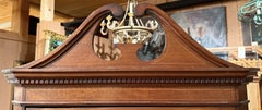 19th Century English Diminutive Two Piece Mahogany Corner Cupboard w/ Leaf Inlay