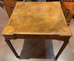 Georgian Style Mahogany Game Table with Tooled Leather Top