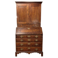 Spectacular New England Tiger Maple Two Part Secretary Desk circa 18th Century