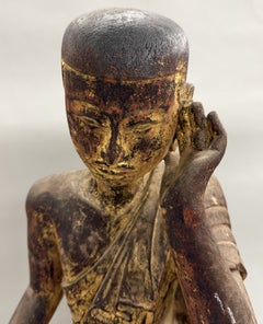 19th Century Burmese Giltwood Figure of a Buddhist Attendant