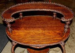 Heywood Bros & Co Oak Two-Tier Wicker and Oak Oval Table