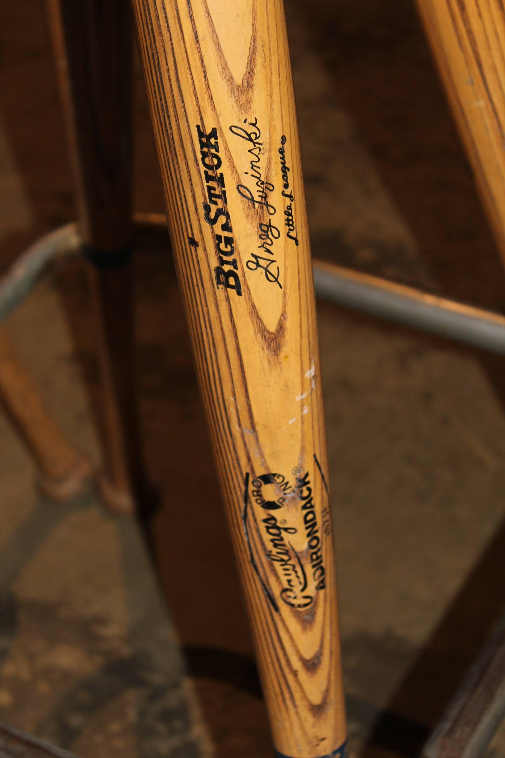 American Pair of Custom Baseball Bat Bar Stools with Base Seat Cushions