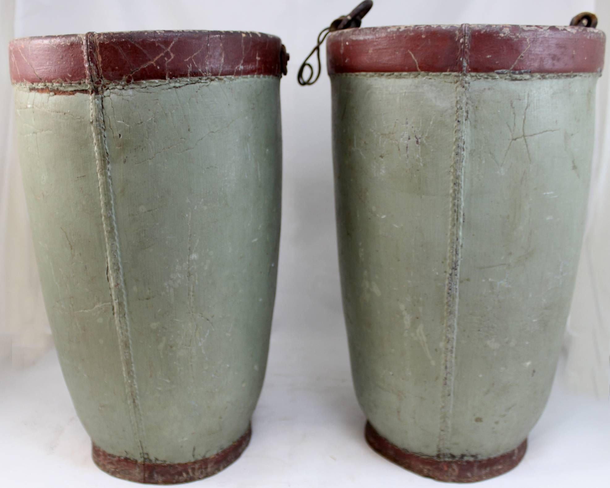 American Pair of Rare Painted Fire Buckets - J. Coleman, Nantucket MA, circa 1821