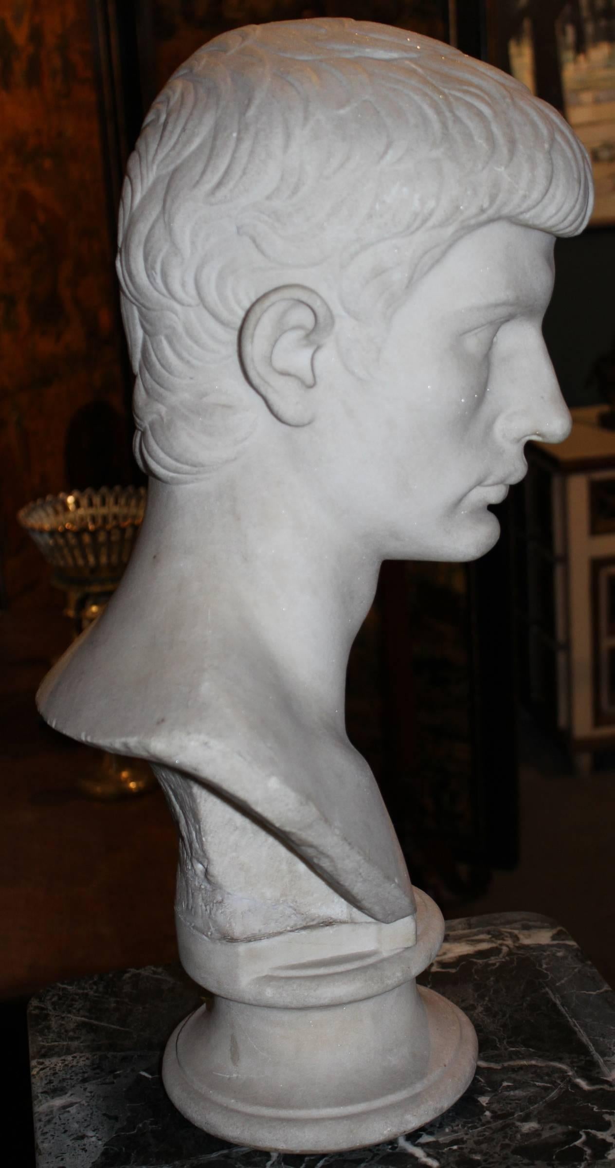 European 19th Century Grand Tour Marble Bust of Caesar