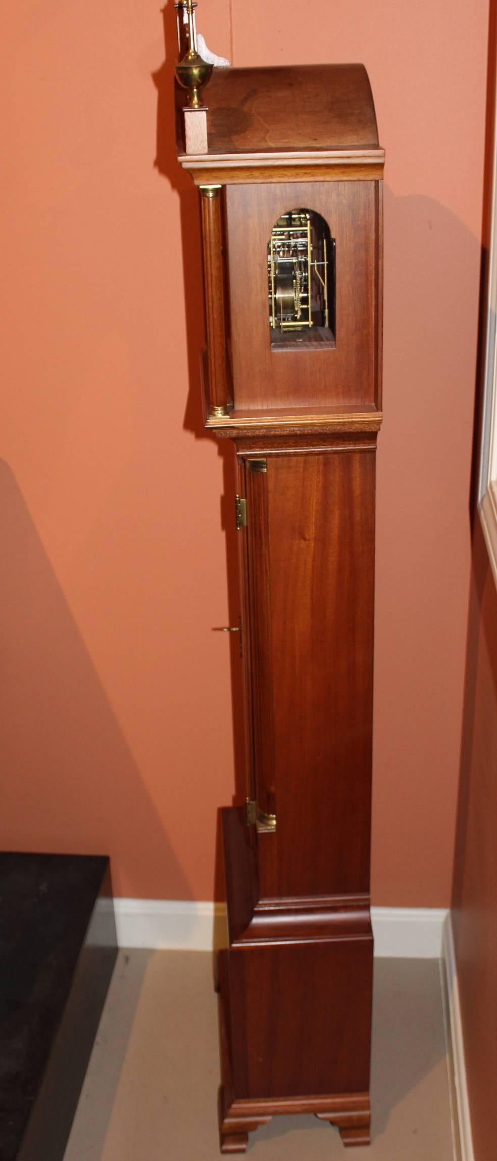 Foster S. Campos Mahogany Case Grandmother Tall Clock Pembroke MA In Excellent Condition In Milford, NH