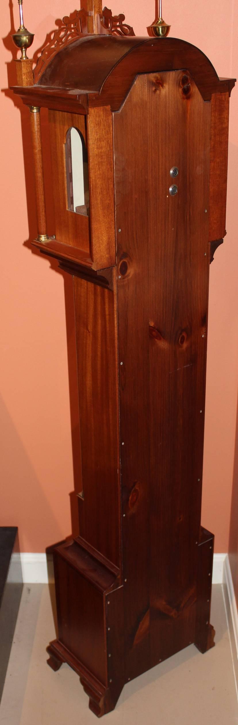 Foster S. Campos Mahogany Case Grandmother Tall Clock Pembroke MA In Excellent Condition In Milford, NH