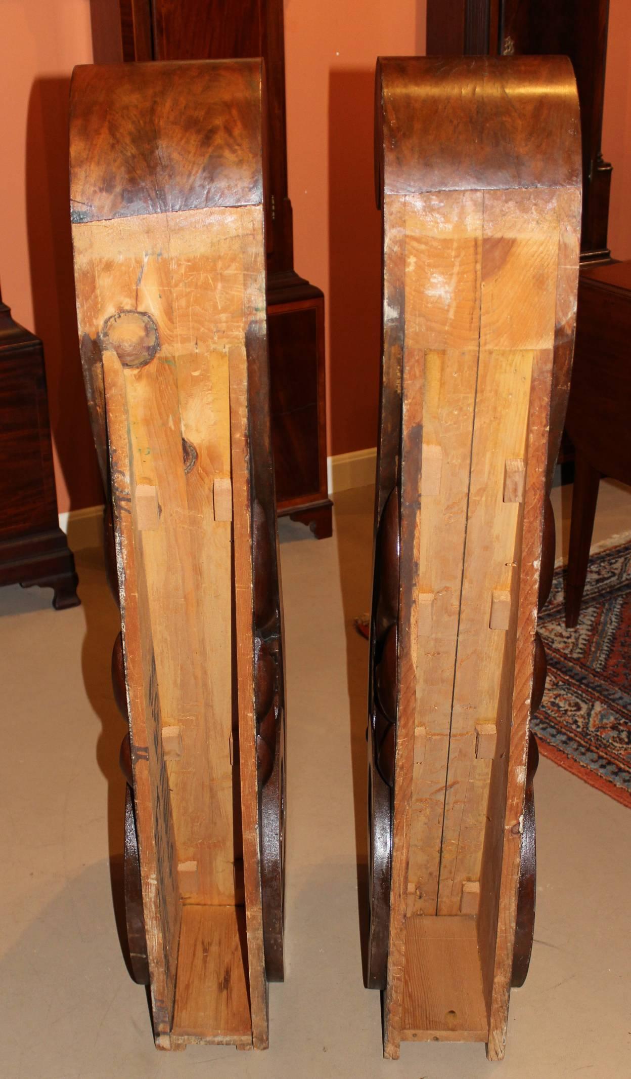 American Pair of Large Wooden Scroll Form Corbels by S.D. Willis, Fitchburg, MA For Sale
