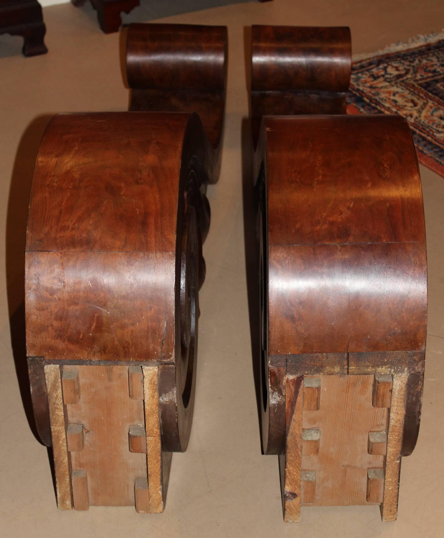 Pair of Large Wooden Scroll Form Corbels by S.D. Willis, Fitchburg, MA In Excellent Condition For Sale In Milford, NH