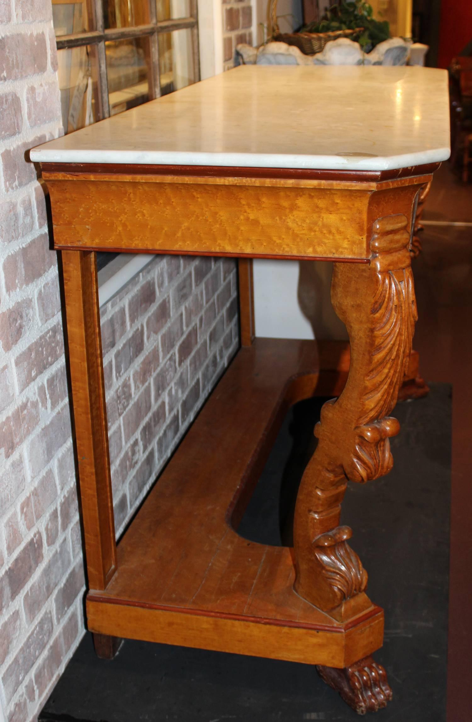 19th Century Biedermeier Marble-Top Console or Pier Table In Good Condition In Milford, NH