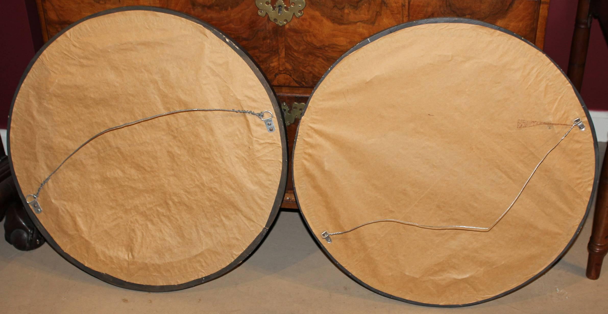 Pair of Custom Convex Girandole Giltwood Mirrors In Excellent Condition In Milford, NH