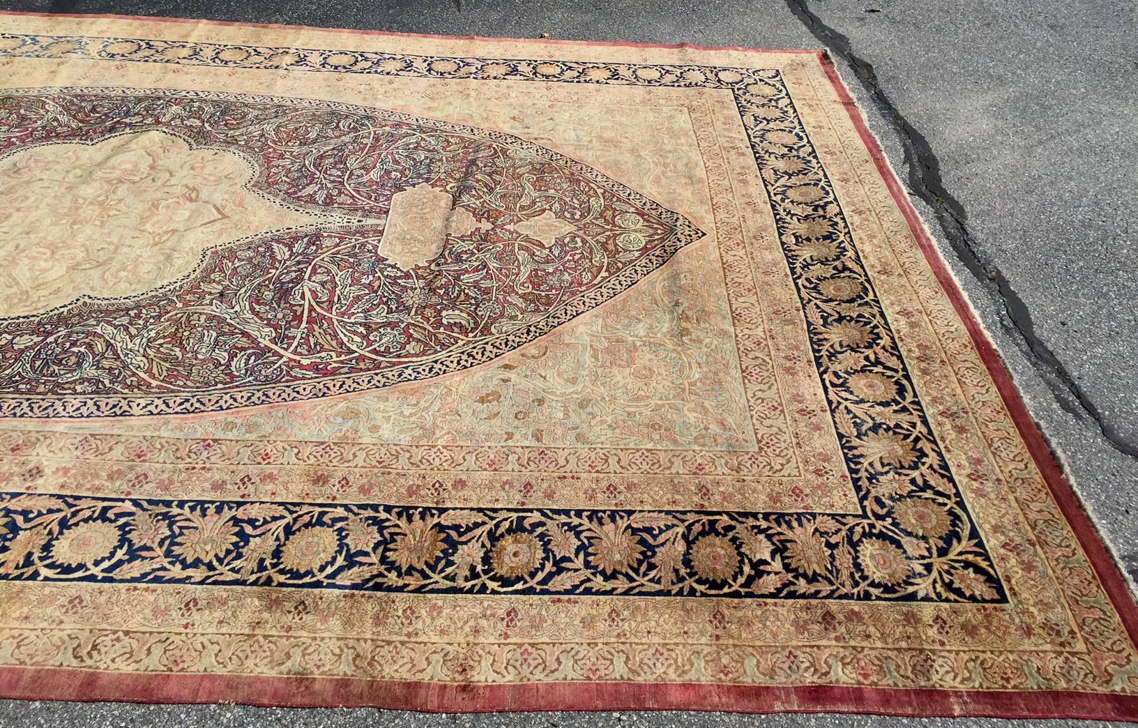 Hand-Woven 20th Century Imperial Kerman Large Room Size Handwoven Rug