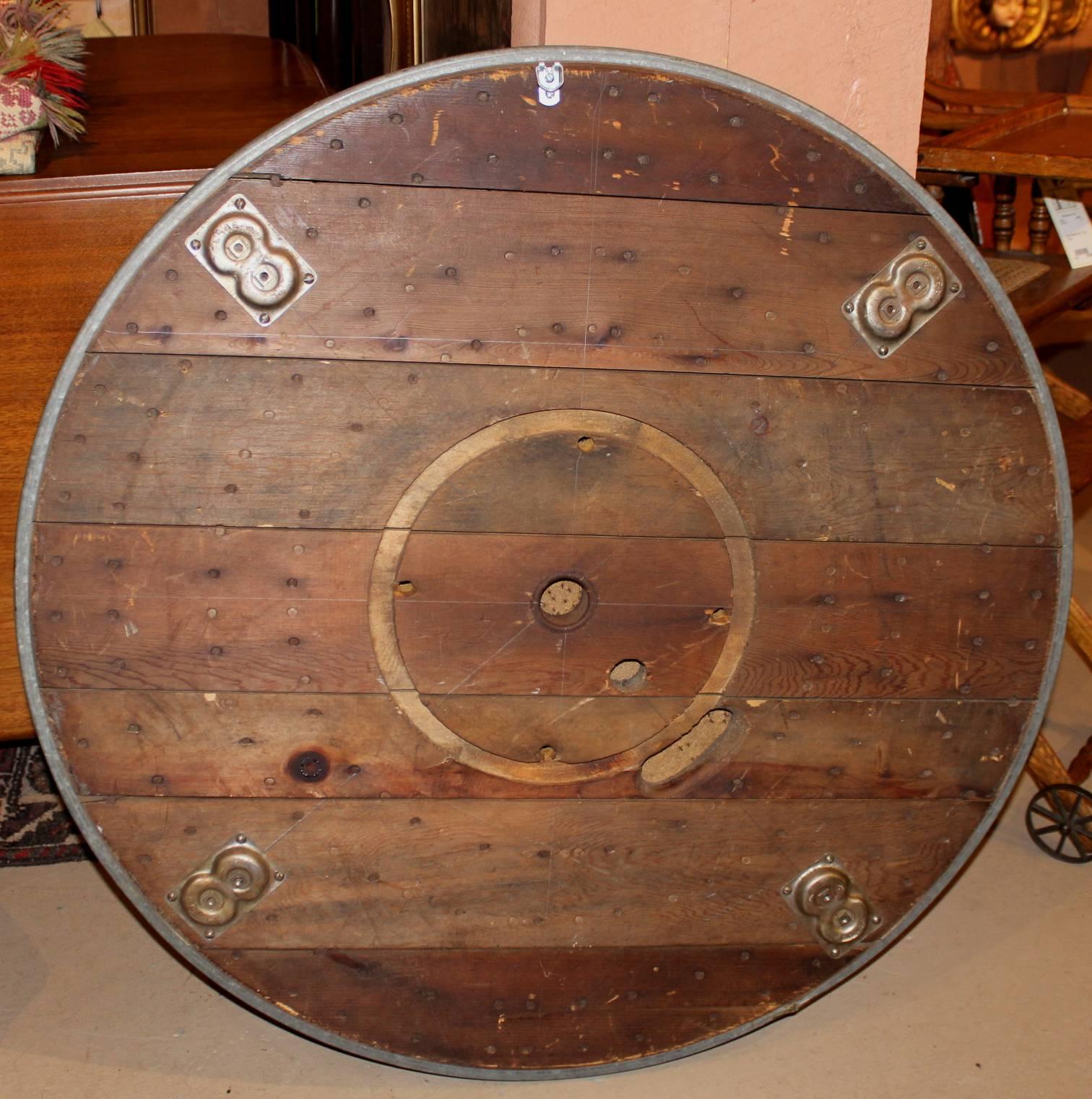 Pair of Leather Piece Work Covered Wooden Roundels 3