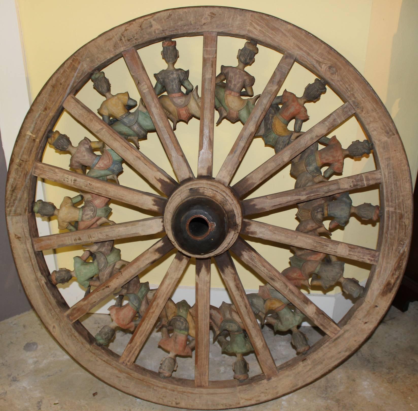 19th-20th Century Indonesian Parade or Carnival Cart Wheel with Musical Figures 1